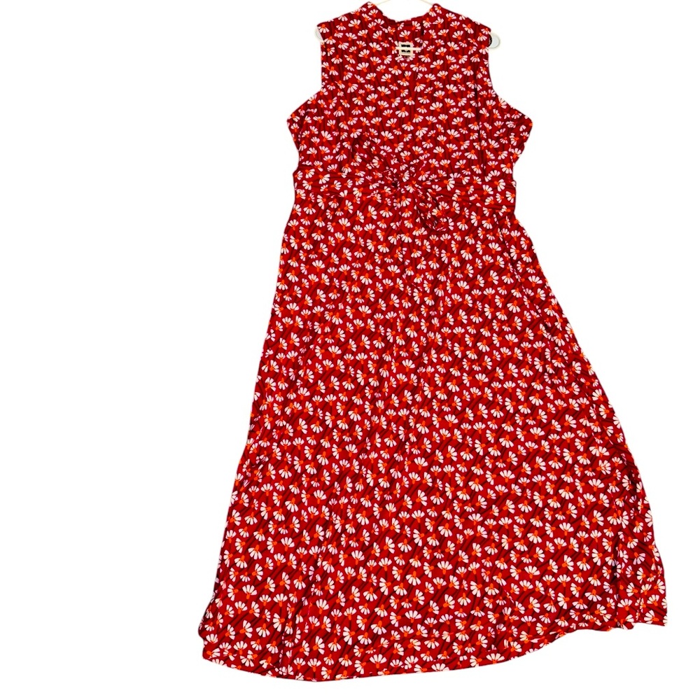 Women’s—Anne Klein Bright Magenta Sleeveless V-Neck Belted Maxi Dress. Size XL. - Picture 2 of 16